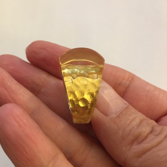 Sterling silver gold plated lucite dome ring - Picture 5 of 11